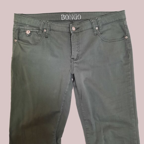 Y2K Bongo Low Rise Bootcut Flare Pants Size 11 Khaki Green Flap Pockets - Picture 6 of 9